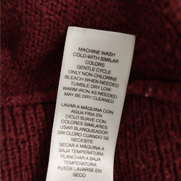 CHICO'S! RICH BURGUNDY RED COTTON BLEND MOCK NECK TUNIC LENGTH SWEATER! SZ M - Picture 8 of 9
